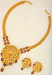 Code KJGJC 2919Gold 22 ktWeight 80 gmsRuby 10 ctDiamond Polki 5 ctDiamond round wt 1ct, click here to see large picture.
